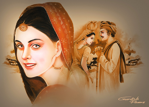 heer punjabi by INDIAN-ARTIST GURDISH PANNU.